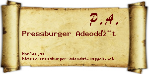 Pressburger Adeodát névjegykártya